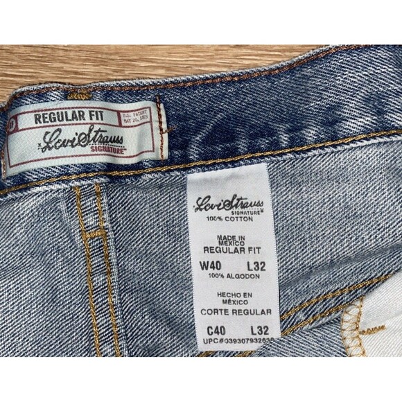 Signature By Levi Strauss And Co Mens Regular Fit Blue Straight Jeans Size 40x32 - Picture 6 of 6